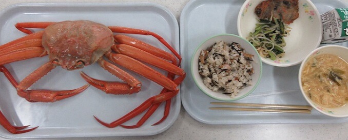 dish with local product in Kyushoku(crab in Kyushoku)